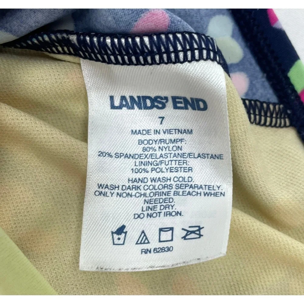 Lands' End Girl Size 7 Blue Heart Tankini Swim Suit Top